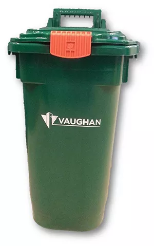 A picture of a Vaughan green bin.