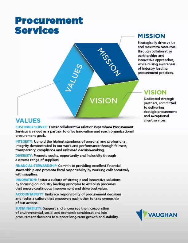 Mission, vision and values graphic