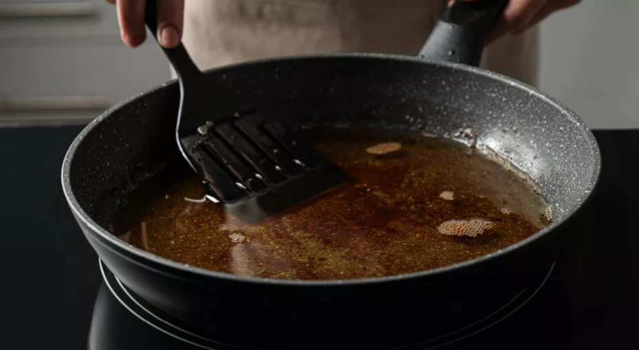 oil in a frying pan
