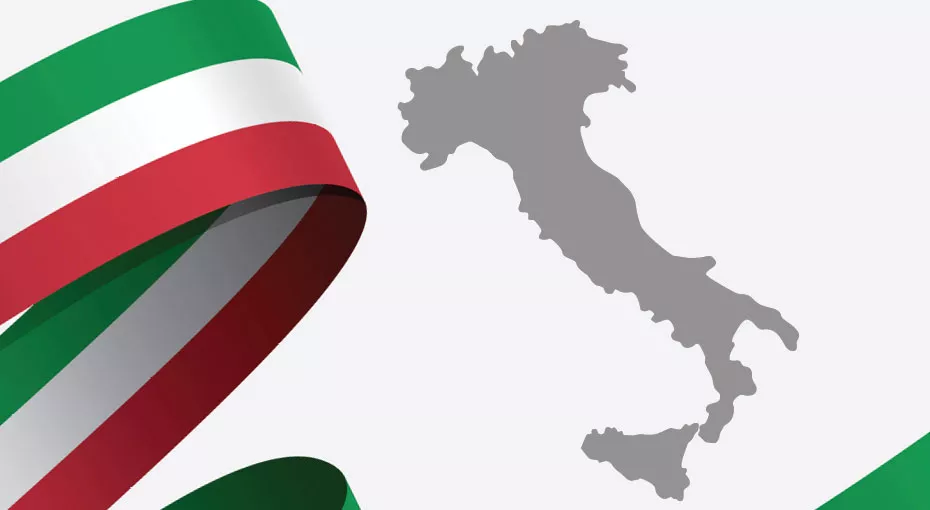 designed picture of italian flag and country