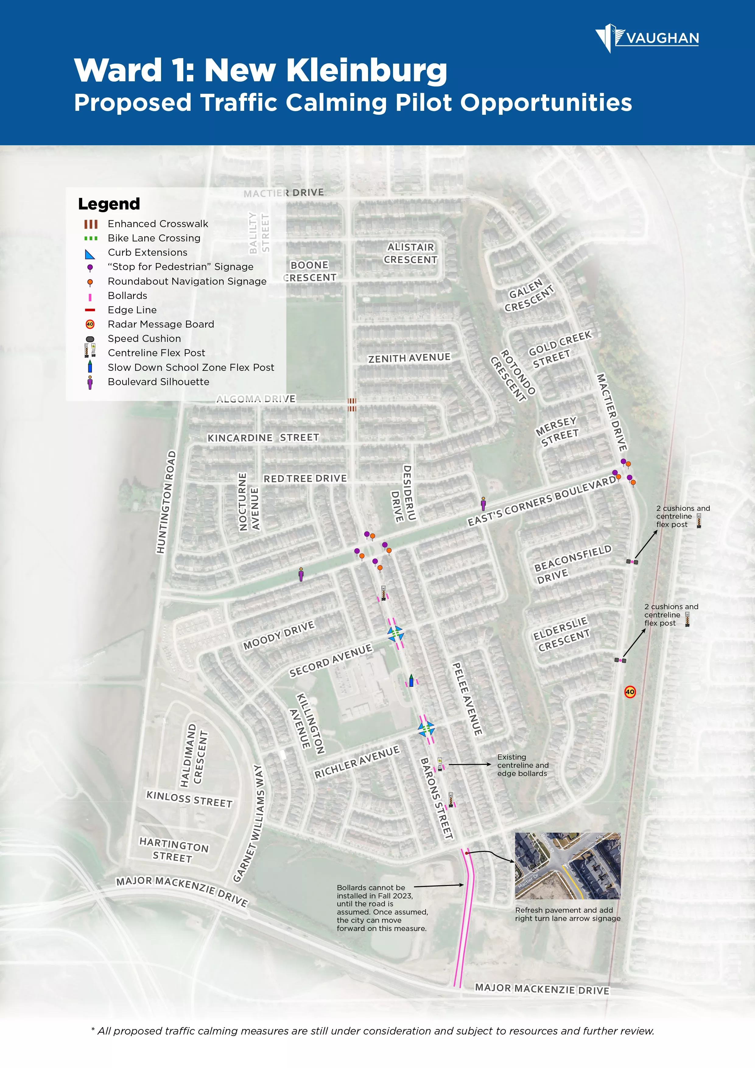 Map of New Kleinburg with traffic calming measures