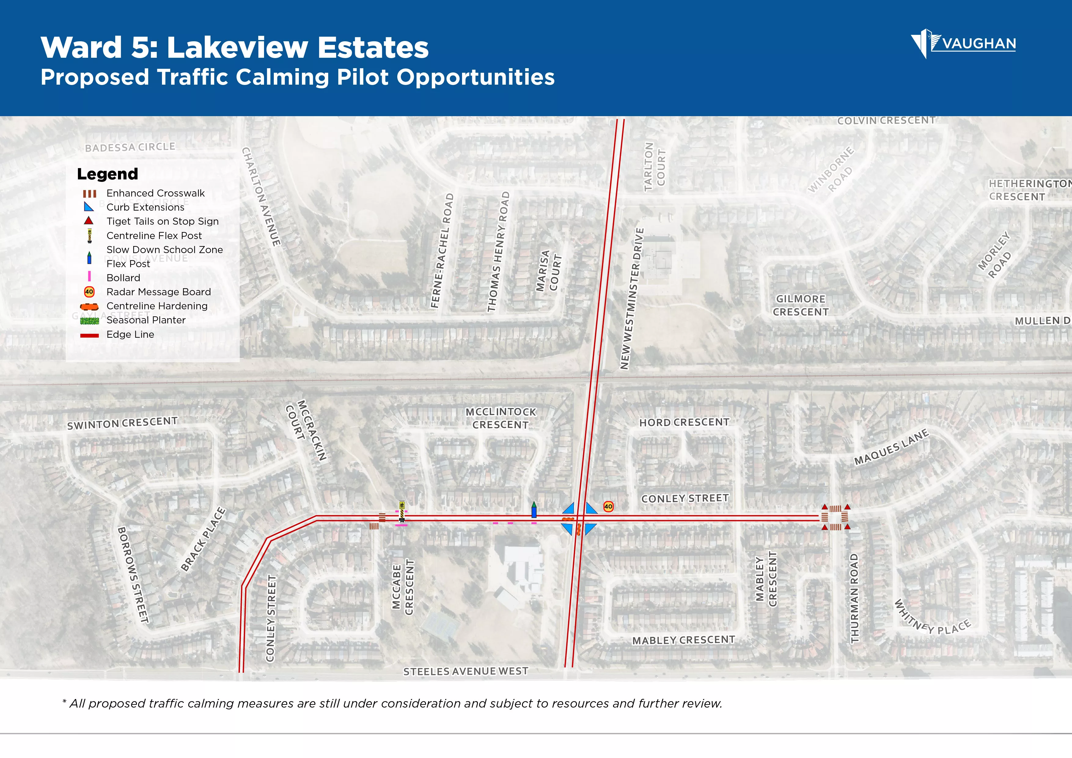 Map of Lakeview Estates with traffic calming measures