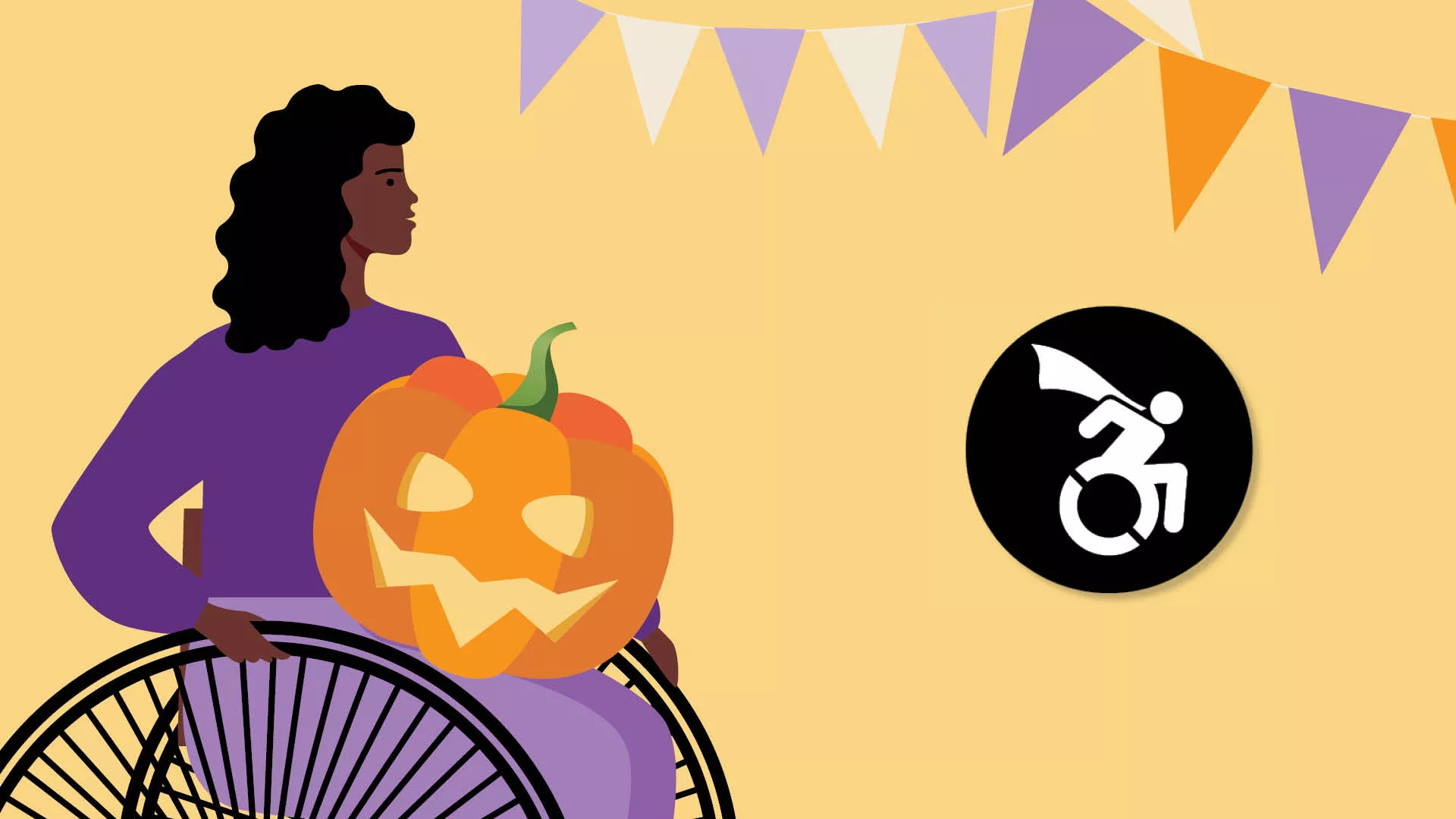 Person in a wheelchair with a pumpkin