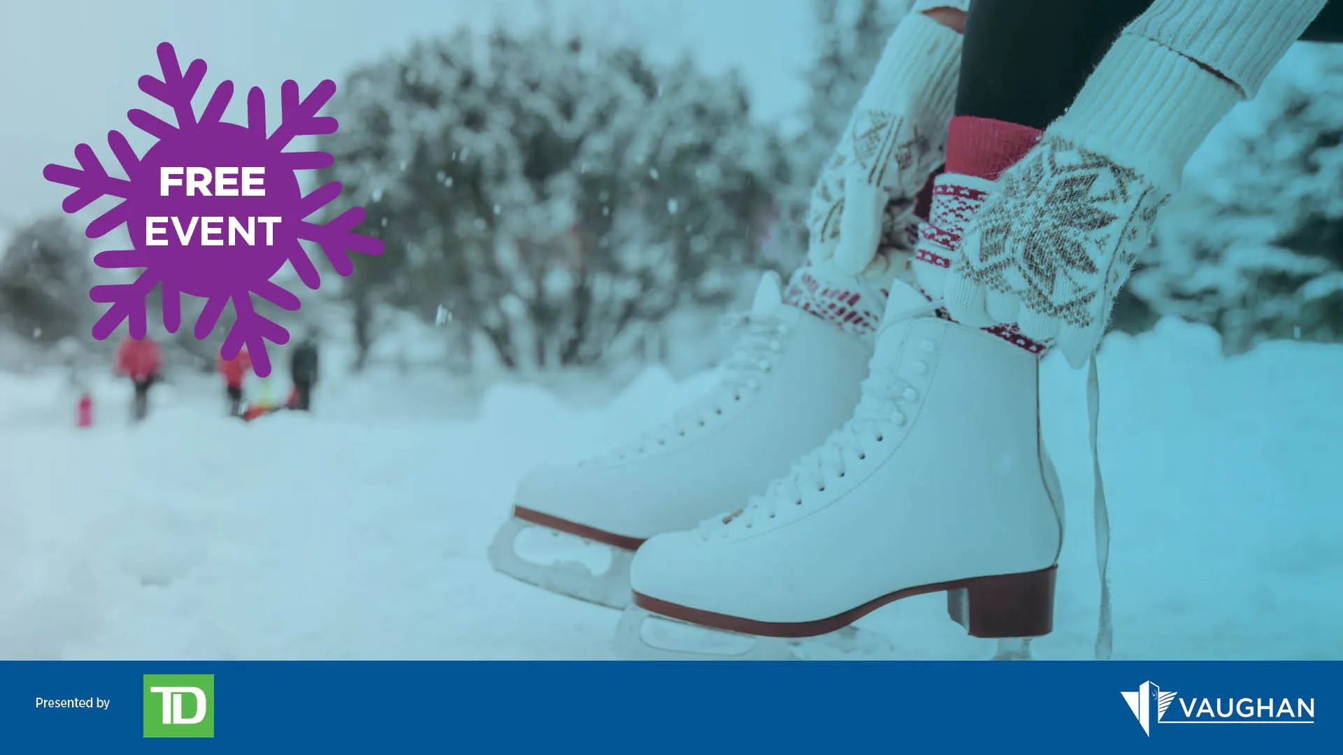 A woman lacing up her skates. 