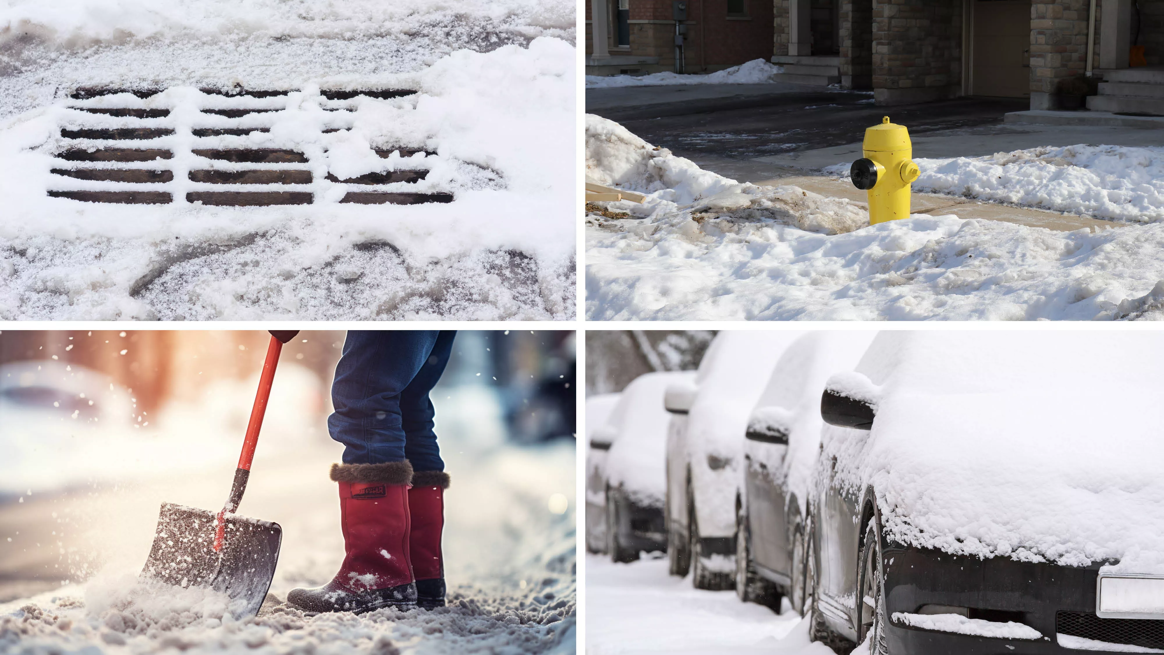 Collage of resident responsibilities in winter 
