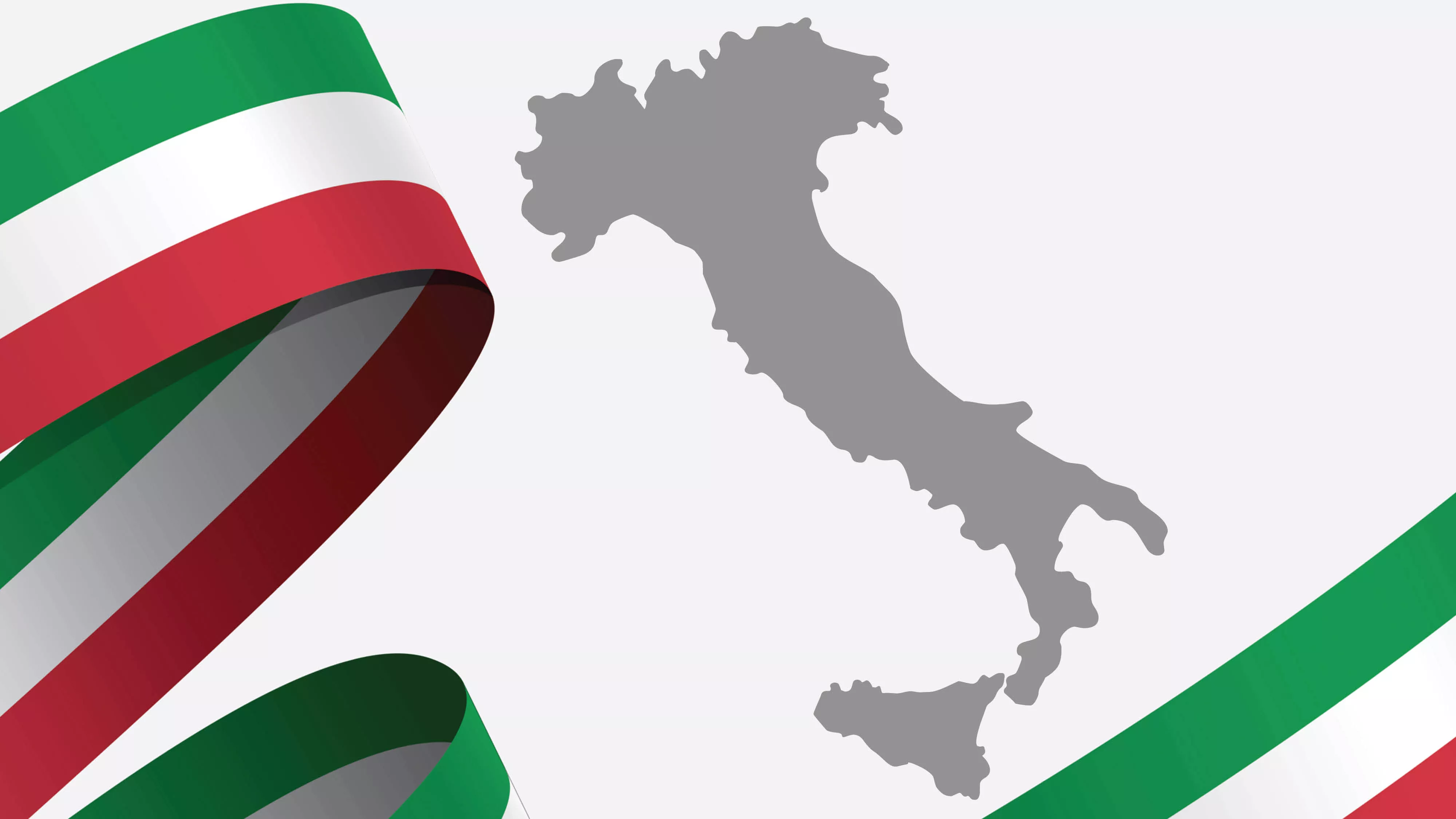 A photo of Italy with a ribbon in the colours of the Italian flag