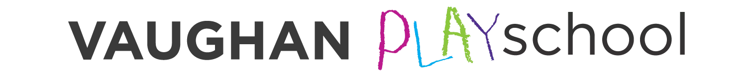 Vaughan playschool text with pink, blue, green, and purple colours