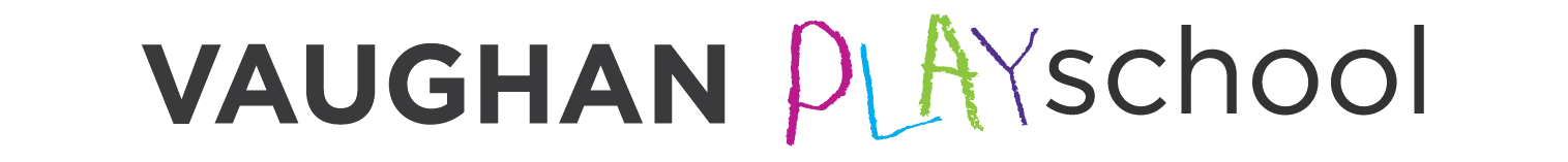 Vaughan playschool text with pink, blue, green, and purple colours