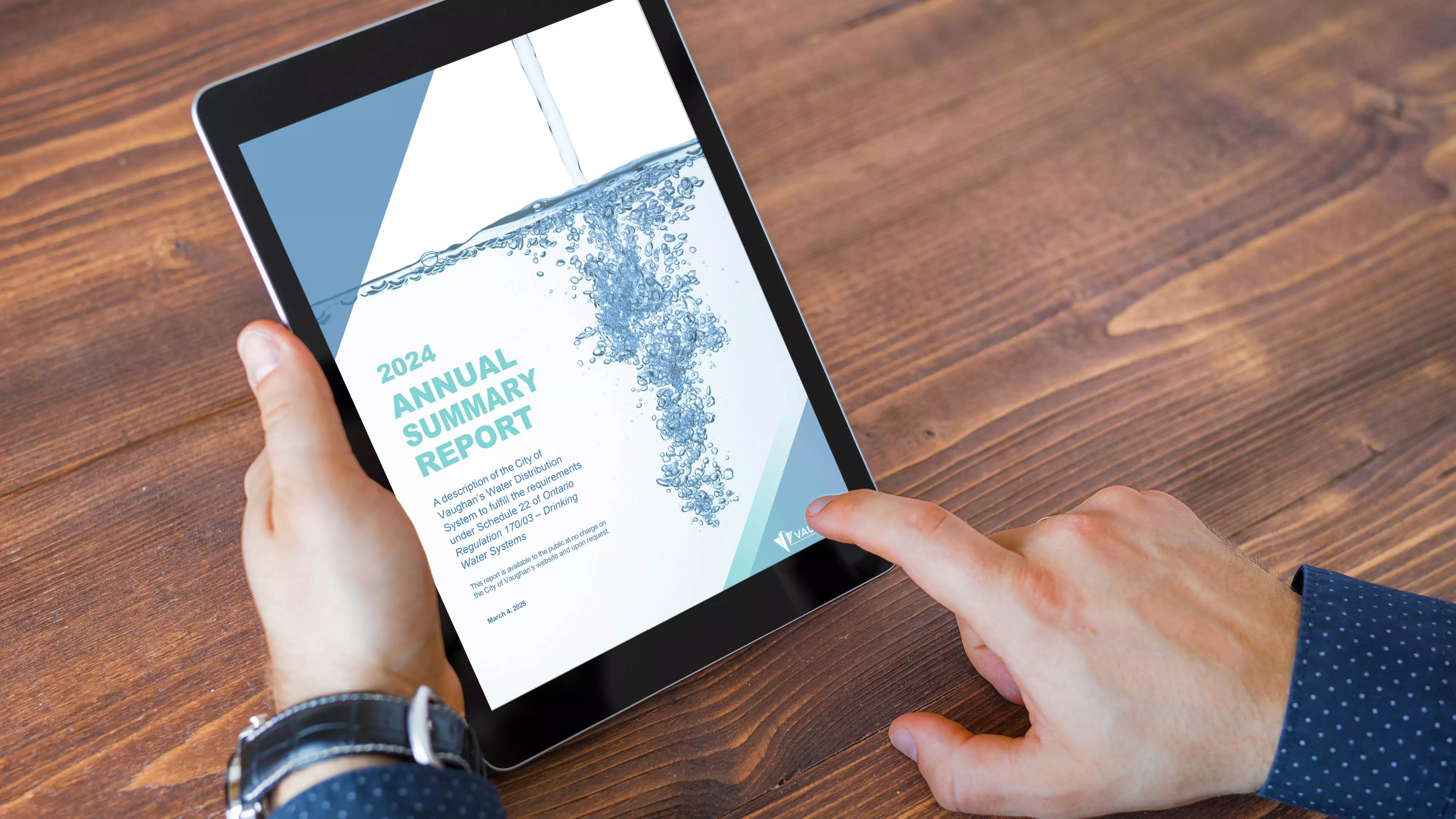 The 2024 water report pulled up on someone's ipad