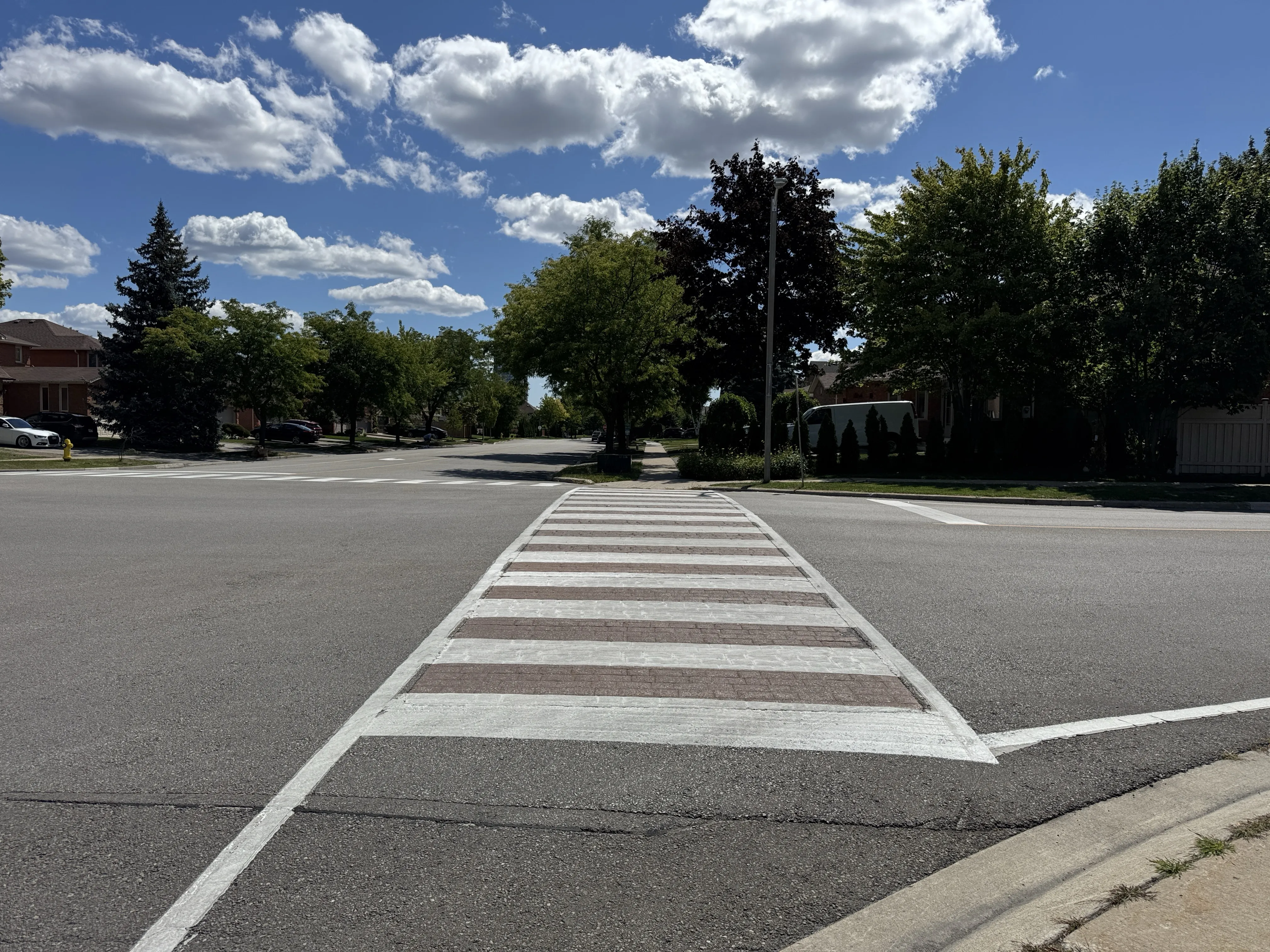 Transverse pavement markings on a roadway