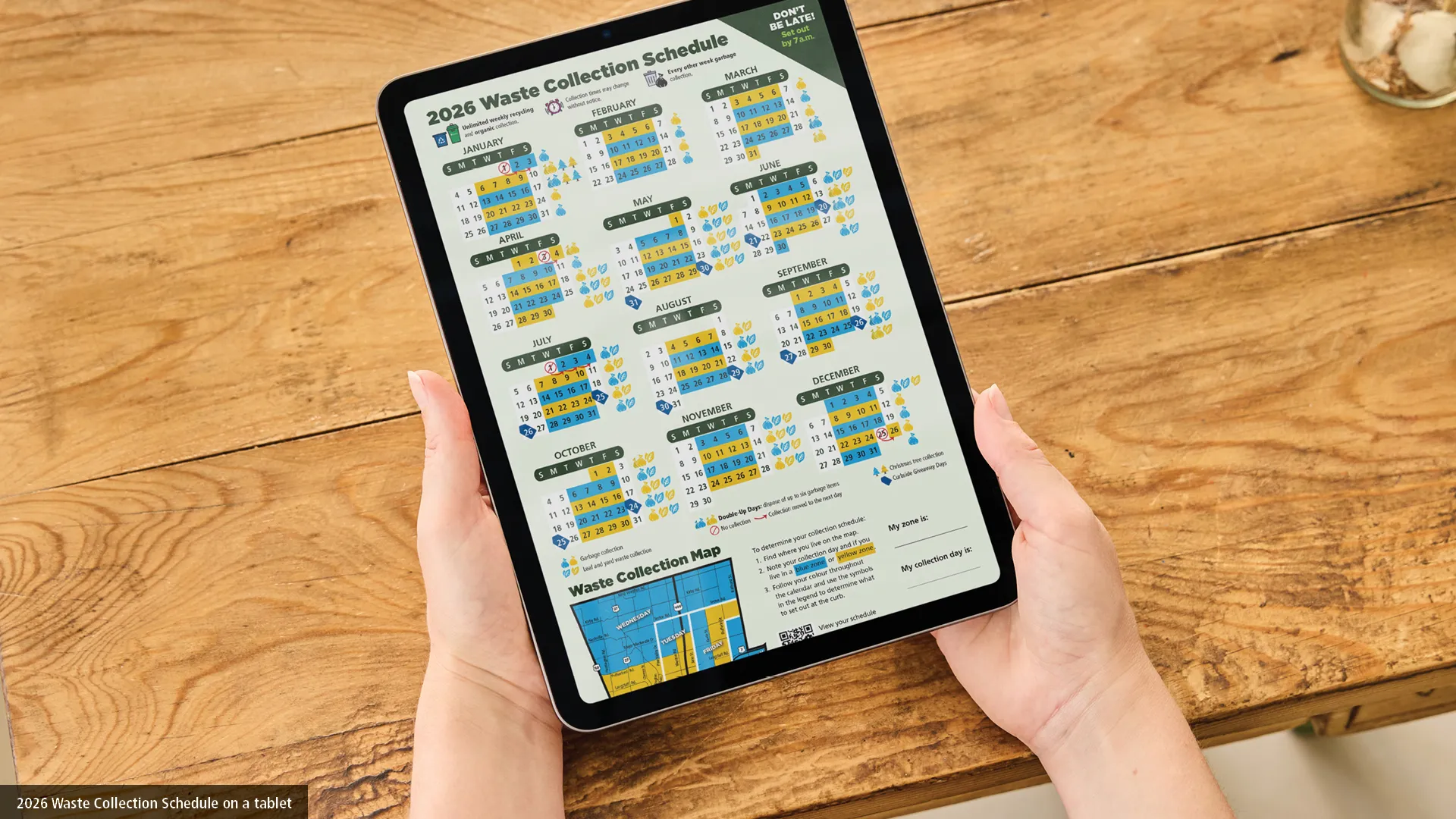 2026 Waste Collection Schedule on a tablet