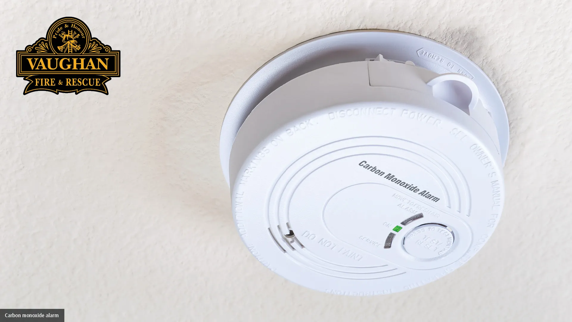 Carbon monoxide detector on the ceiling
