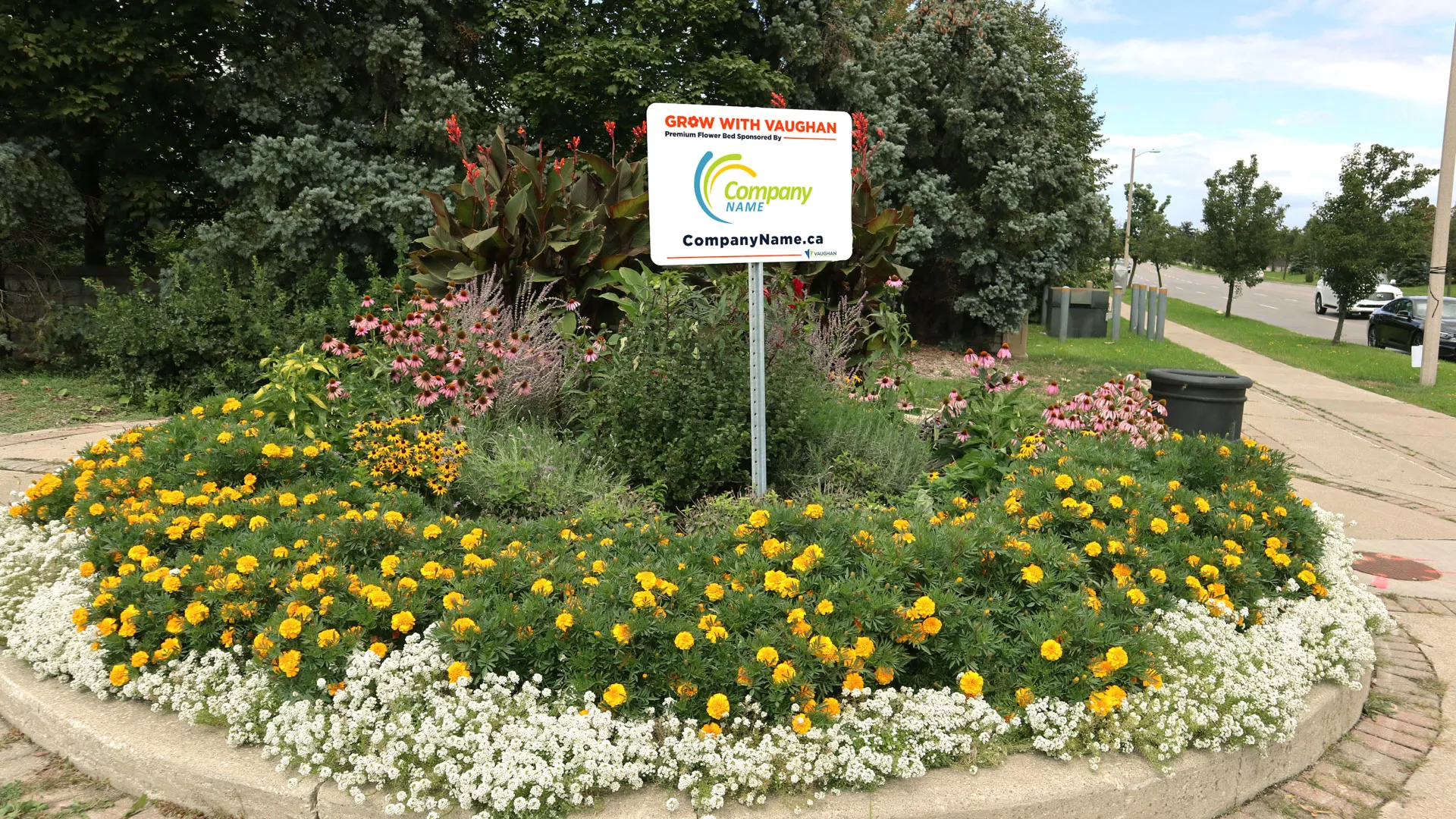 Garden in Vaughan with Grow With Vaughan sign 